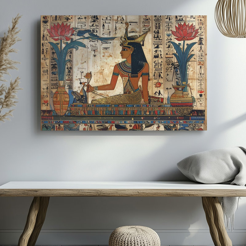 Art mural sur toile, Jardin royal égyptien, Papyrus, Canvascérémonie de la prospérité et de la nature, H 16 po x l 20 po