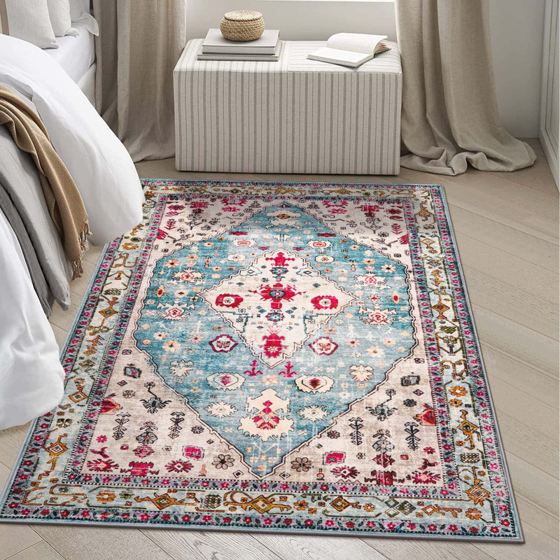 Tapis oriental lavable à la machine Watte, Rectangle 4pi x 6 pi