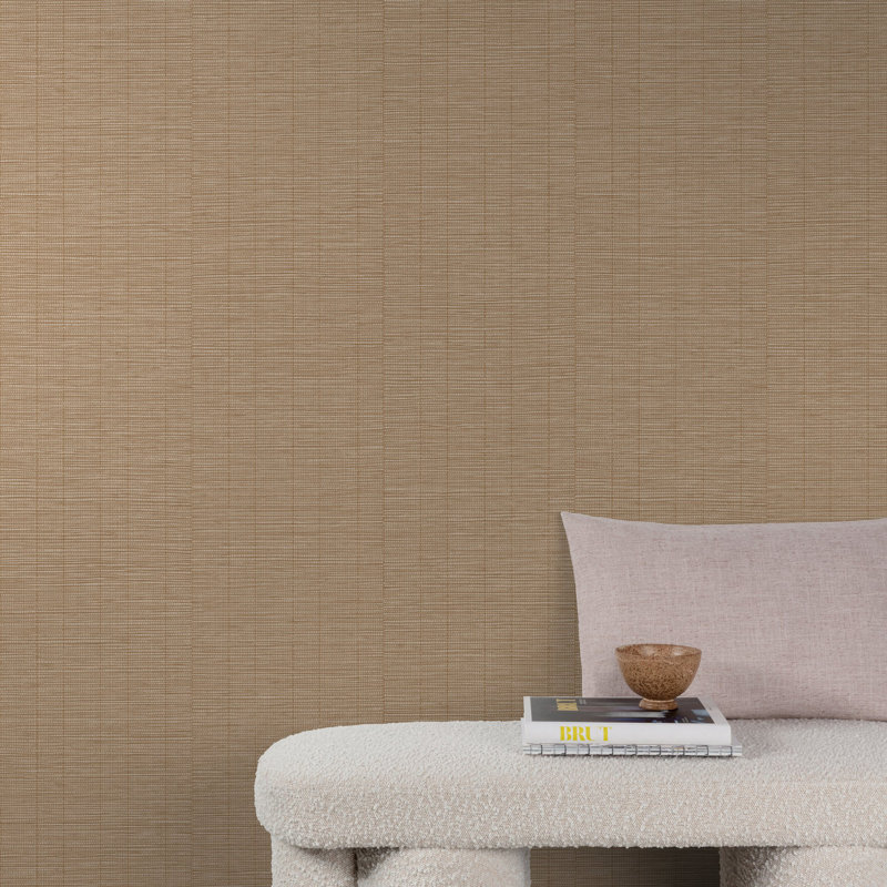 Structured Walls Collection Bamboo Plain Wallpaper Roll, Beige