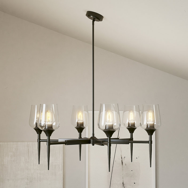 6 - Light Dimmable Classic Chandelier, Black