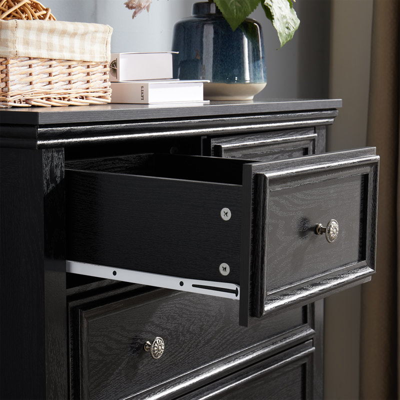 Modern 6 Drawers Dresser 6 Drawers Cabinet, Black