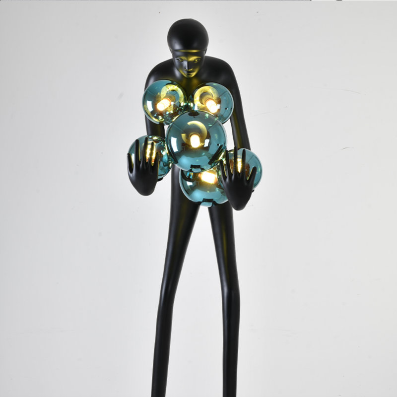 75'' Black Novelty Floor Lamp, Blue