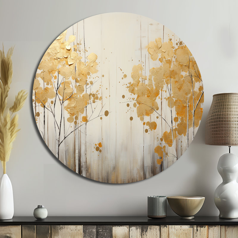 Art mural rond Deshong - paysages, H 16 po x l 16 po