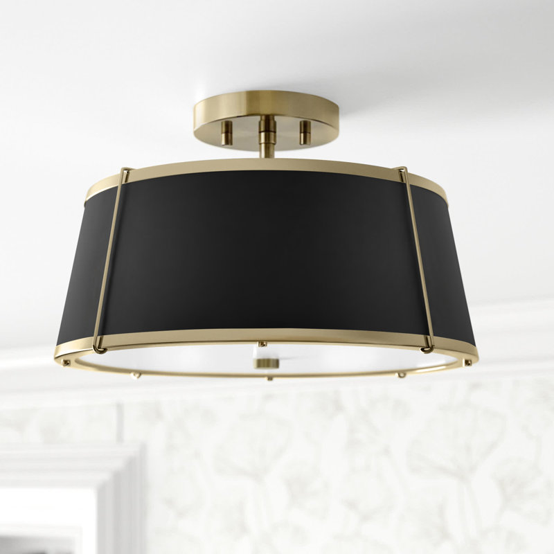 Moxie Semi Flush Mount, Warm Brass, Black