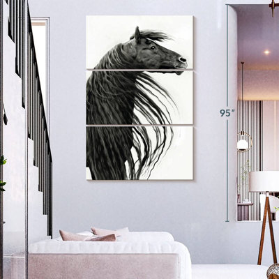 Portrait de cheval noir et blanc II