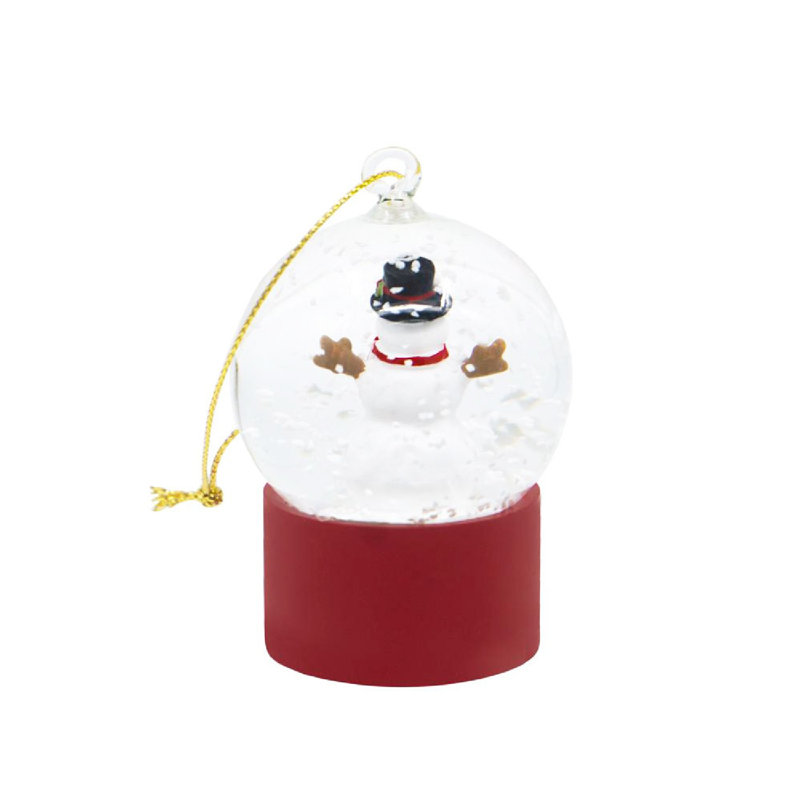 Set of 6 Red Resin and Glass Snowman Water Globes