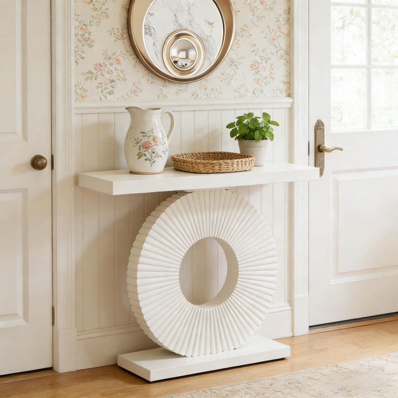 Table d'entrée élégante, table de couloir robuste, console polyvalente, White