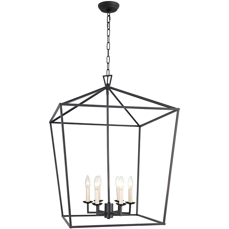 Luminaire suspendu géométrique noir 6 lumières