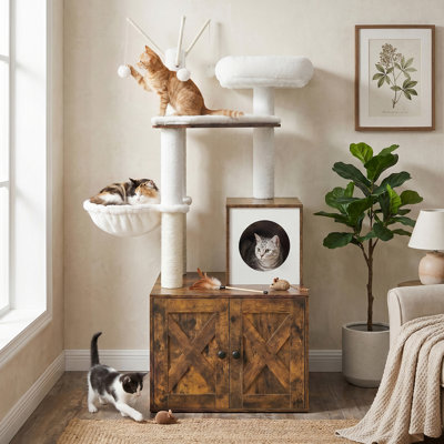 59.5" Cat Tree with Litter Box Enclosure