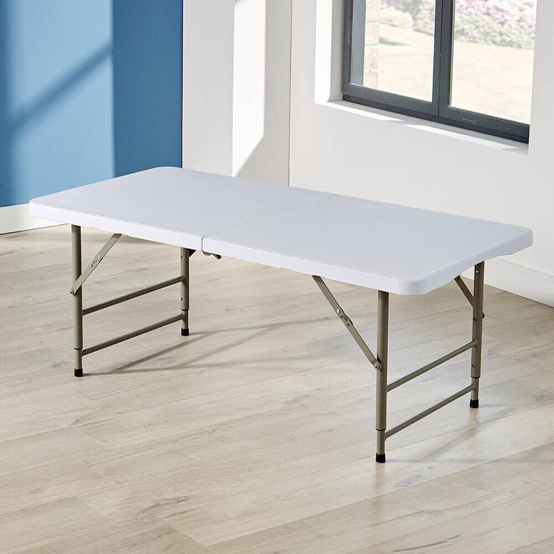 Raymore Rectangular Fold-in-Half Portable Folding Trestle Table, 74" H x 122" L x 60" D