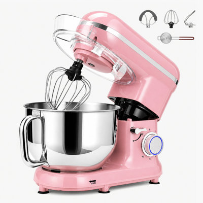 Robot pâtissier électrique rose à tête inclinable, 6 litres et 10 vitesses
