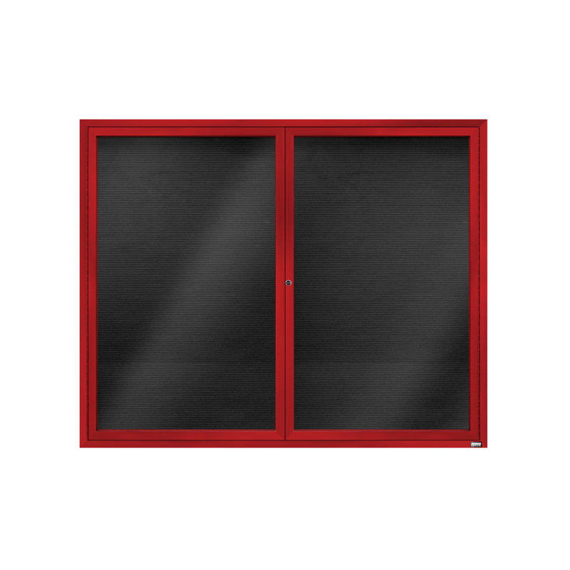 Tableau d'affichage mural fermé pour armoire d'annuaire, Rouge thermolaqué, Deux, H 48 po x l 60 po