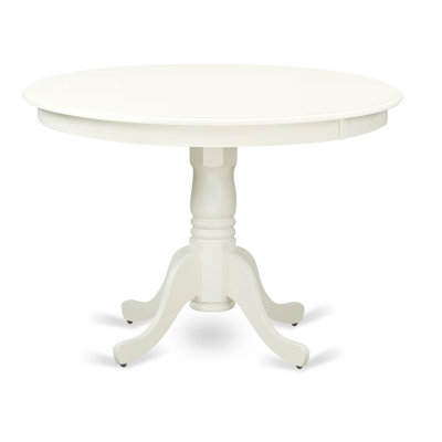 Hartland Modern Kitchen Table - a Round Dining Table Top with Pedestal Base, Linen White