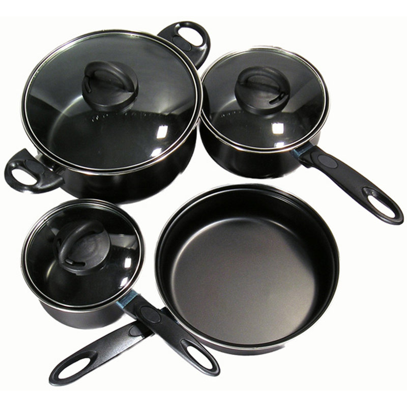 7 - Piece Non-Stick Carbon Steel Cookware Set, Black