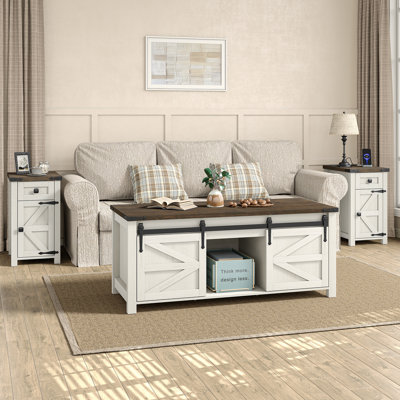 Jaquavion Farmhouse Living Room Set,coffee Table&end Table
