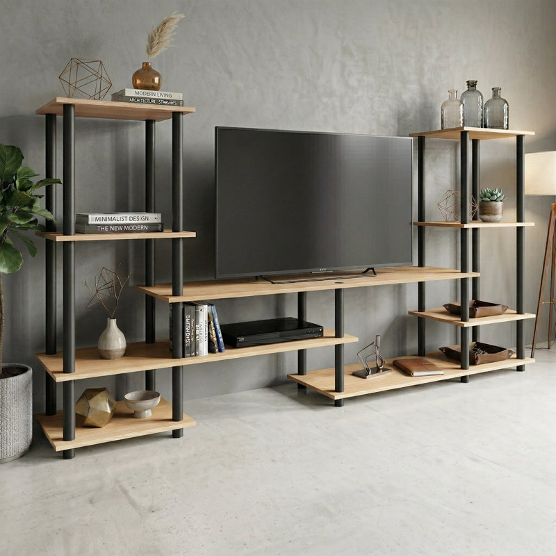 Meuble télé à 9 niveaux Easy Twist, Chêne clair