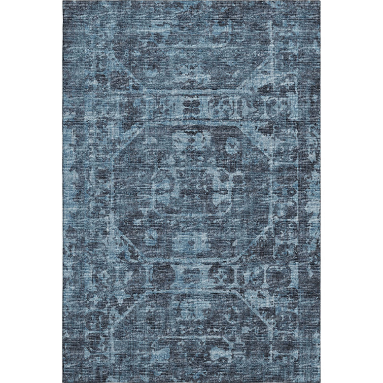 Premium Machine Washable Kelsa AMF41 Navy Rug