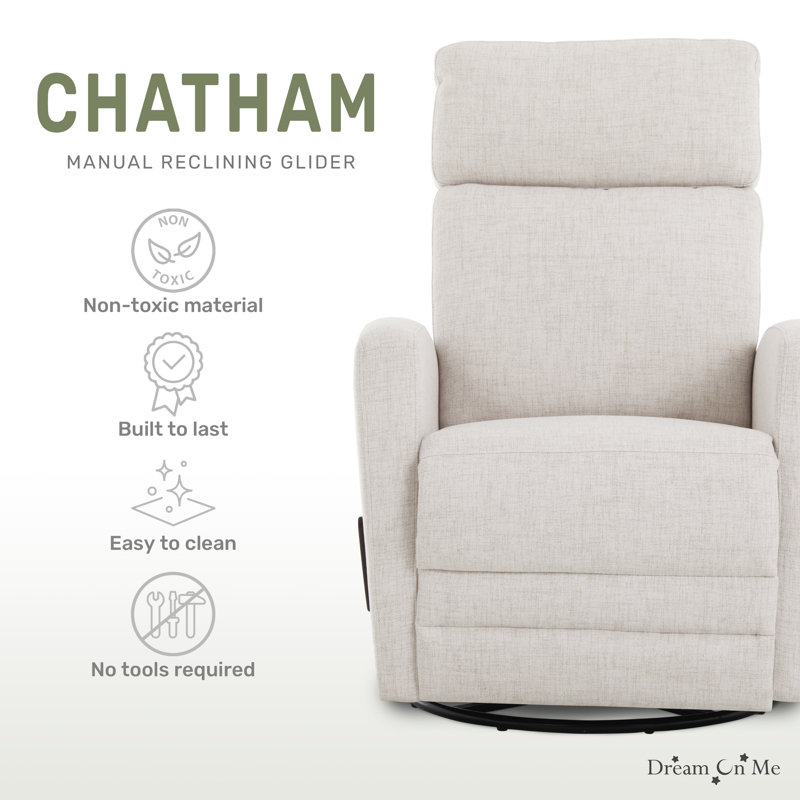 Ecru Polyester Upholstered Reclining Rocking Chair with 360° Swivel