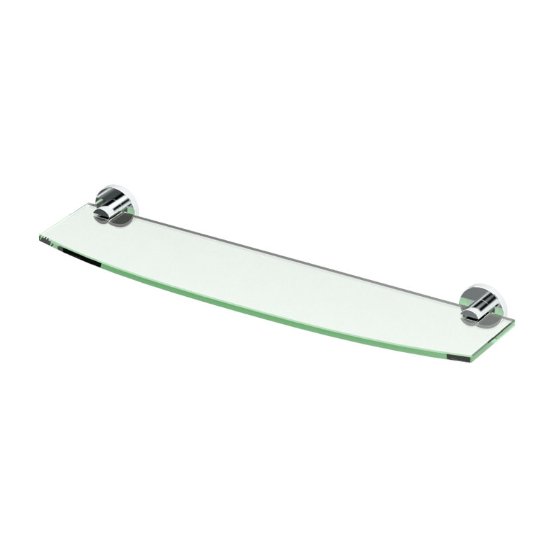 Channel Bowfront Glass Bracket Shelf, Chrome