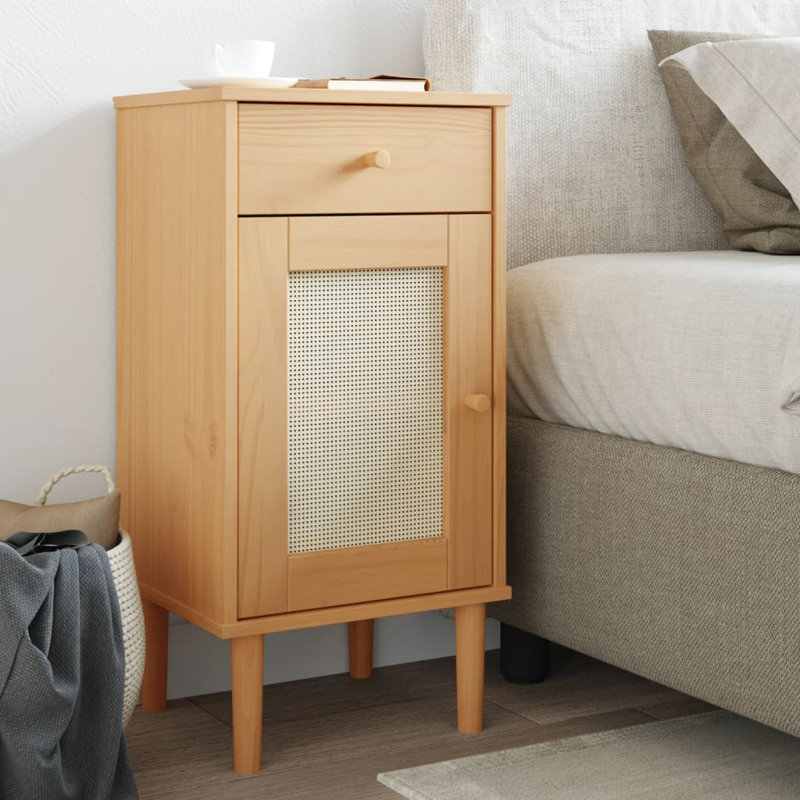 Alph 15.7'' W Solid Wood Nightstand, Brown