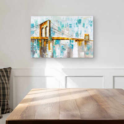 Brooklyn Bridge Building Brown Metal Print | Home Decor