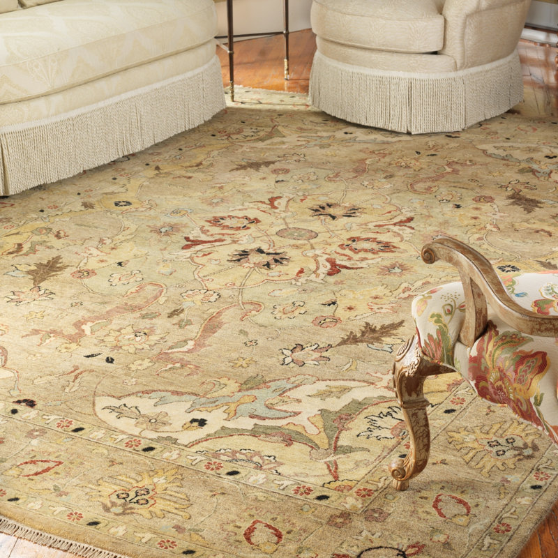 Mucklen Wool Oriental Area Rug in Beige, Rectangle 11' x 16'
