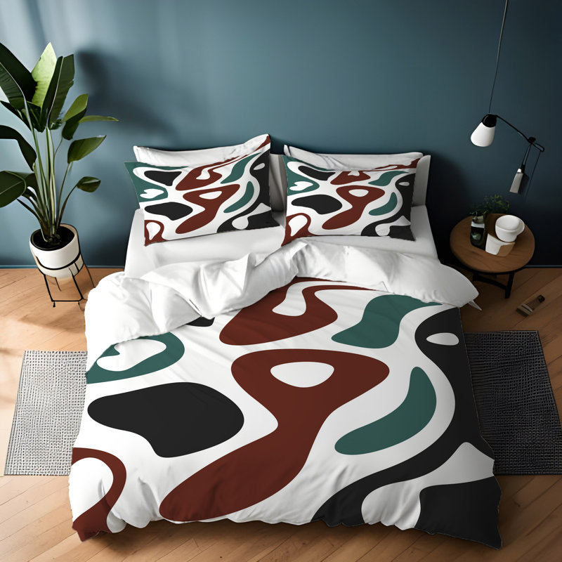 Polyester Abstract Duvet Cover, Twin Duvet Cover + 1 Queen Sham