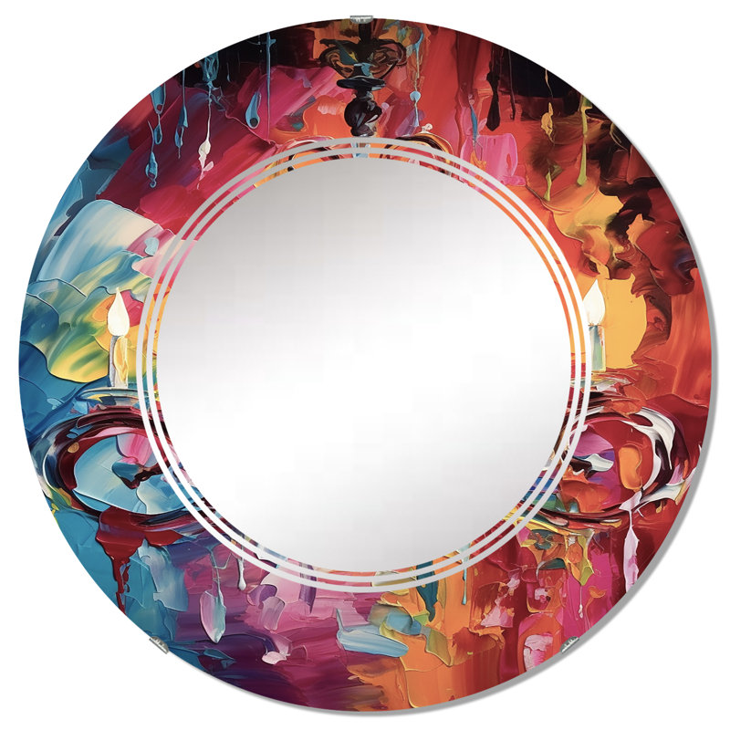 Fiarvayle - Miroir mural rond Glam, 32 po x 32 po