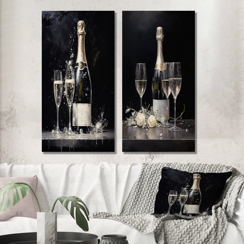 «Cuves Sparkling Champagne», ensemble d'art mural sur toile, Toile tendue, H 40 po x l 41 po