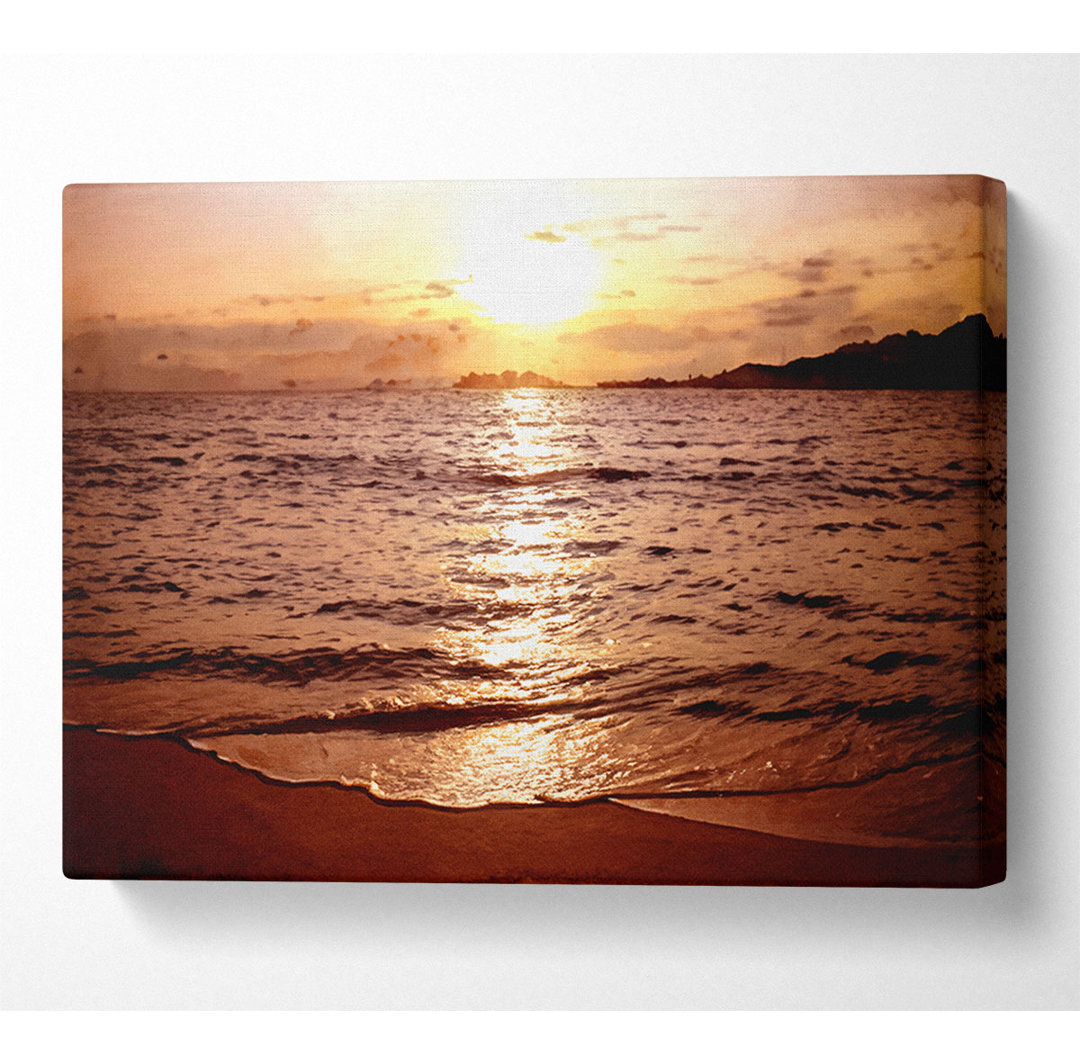 Sonnenuntergang Strand Glitzer Leinwand Aquarell