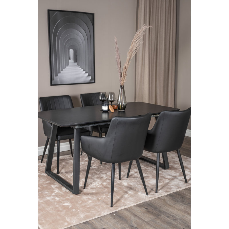Zebediah 4 - Person Dining Set, Black, Black, Black