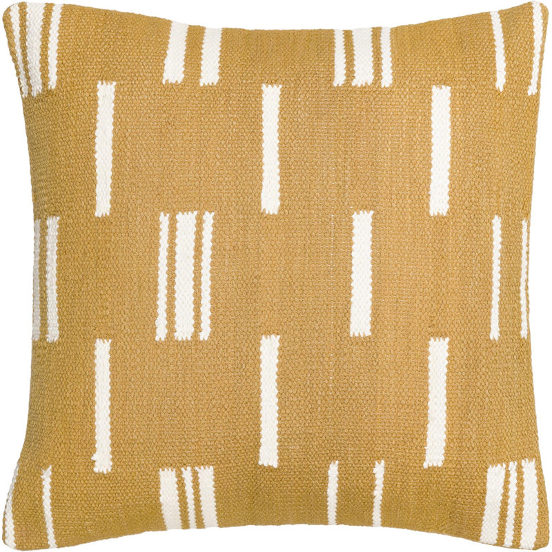 Jeté en coton Chanterelle, 20 po x 20 po, Jaune/blanc, Duvet