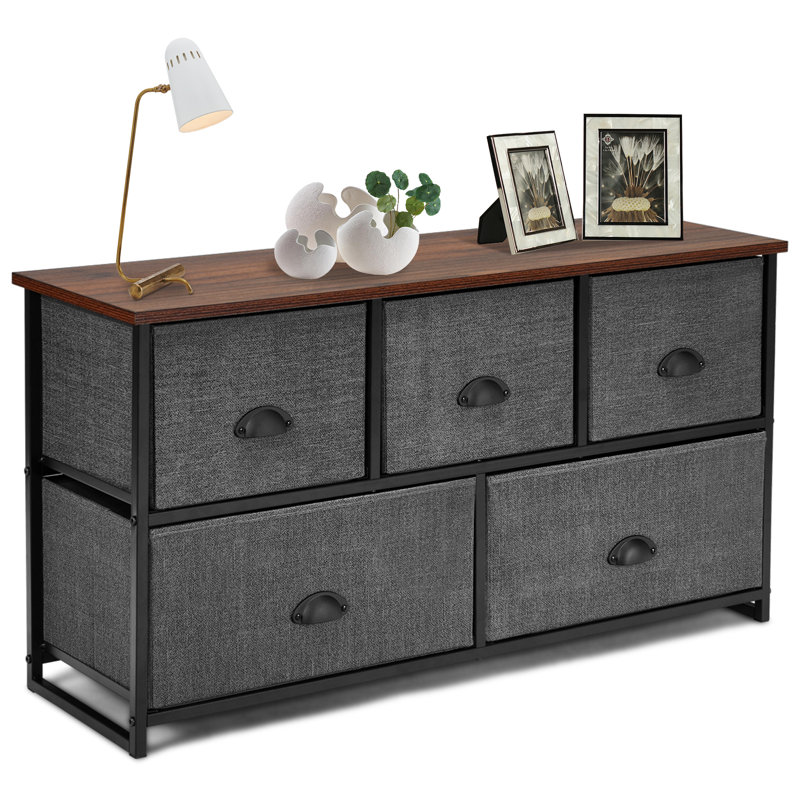 Anston Iron 100 cm W Chest of 5 Drawers, Black