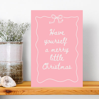 Merry Little Christmas Quote Abstract Contemporary Winter Wall Art Print