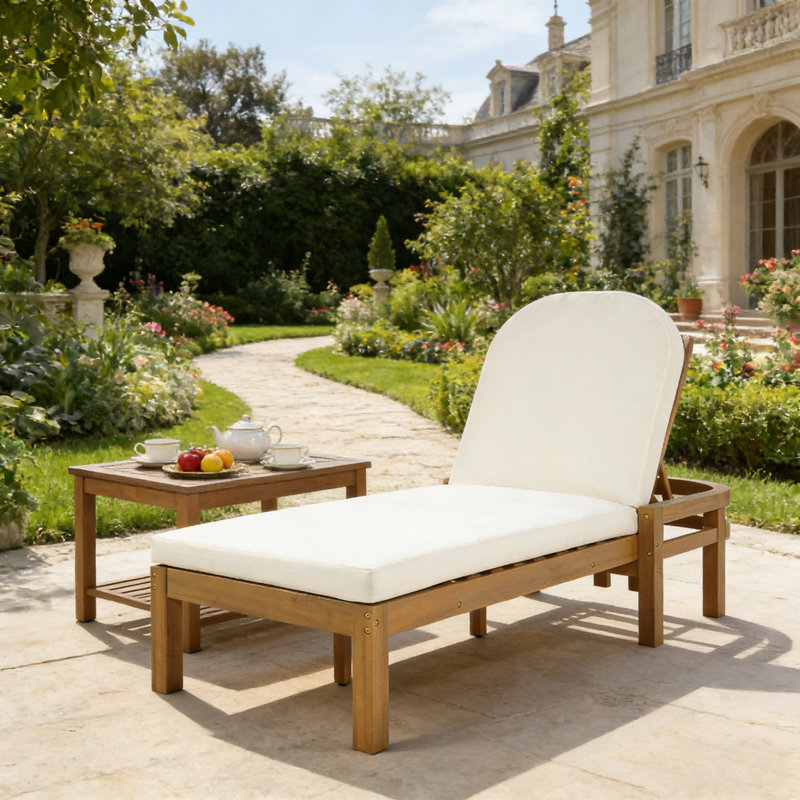 Chaise longue d'extérieur inclinable pour patio, Brun