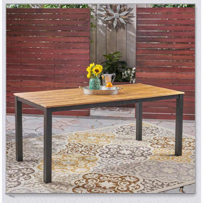 Table de salle à manger d'extérieur en bois d'acacia durable, d'une longueur de 71 pouces, parfaite pour le patio, le jardin et la terrasse