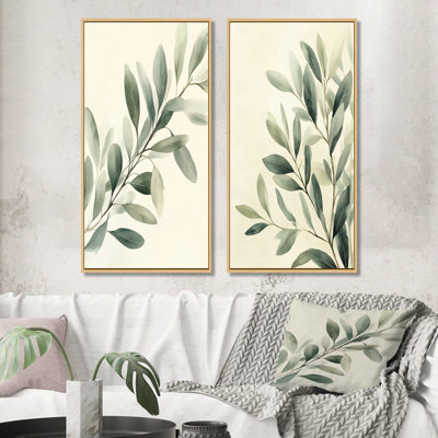 Soft Eucalyptus Olive Branch I - Eucalyptus 2 Piece Framed Art