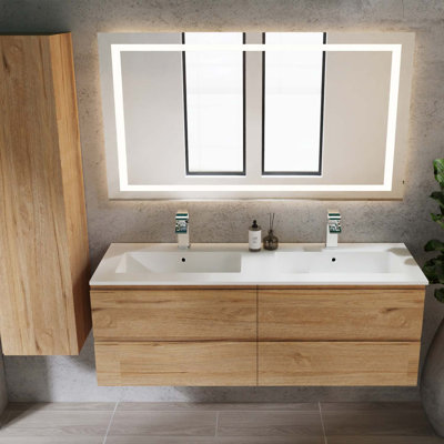 Meuble-lavabo avec lavabo Toscana DAX Pasadena, 55 po, chêne