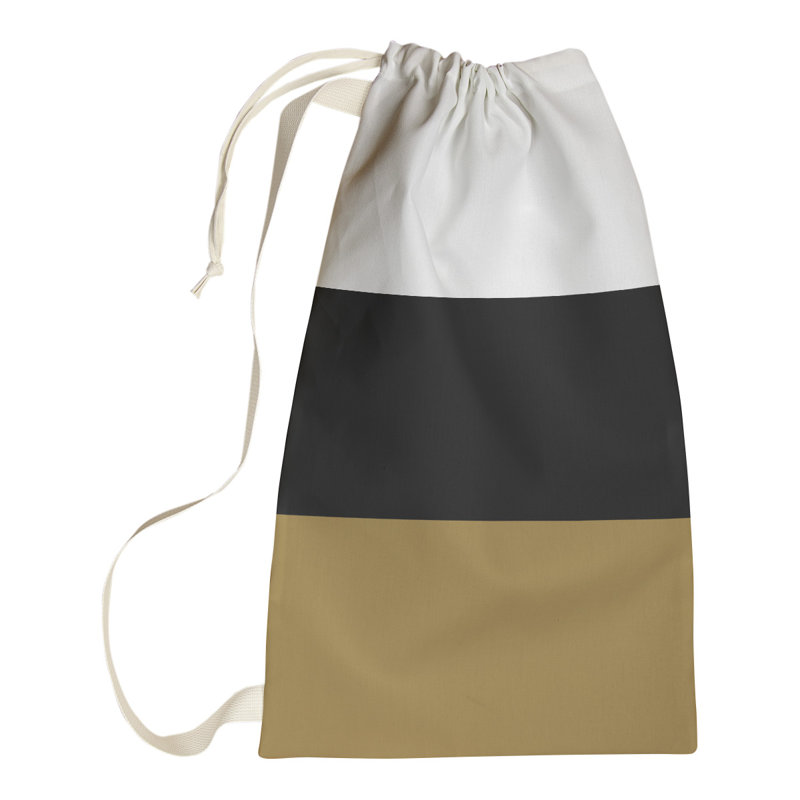 Nashville Fabric Laundry Bag with Handles, Medium (36" H x 28" W x 1.5" D), Nashville White/Black/Gold