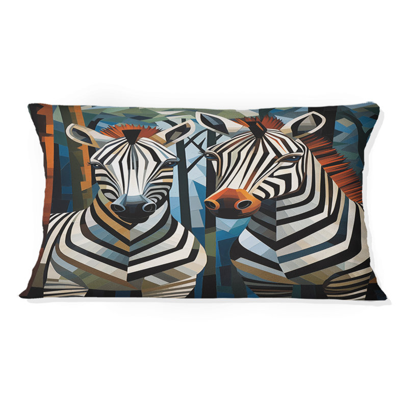 Coussin décoratif à imprimé zébré noir et blanc