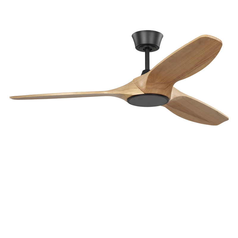 Selen Smart LED Ceiling Fan, Natural Honey, Midnight Black, 52" Wide