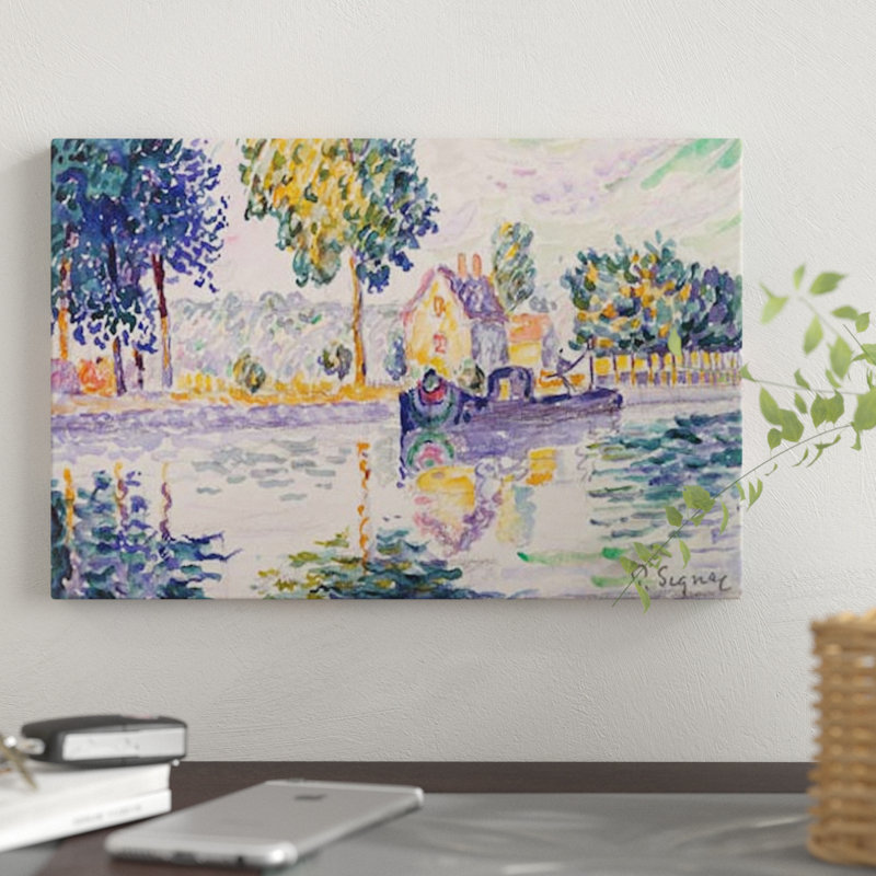 «View of the seine, Samois» par Paul Signac, reproduction sur toile, H 8 po x l 12 po x P 0,75 po