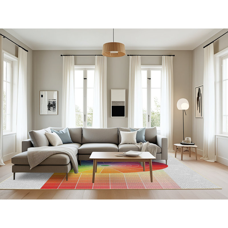 Tapis décoratif géométrique rouge Raël, Rectangle 8 pi x 12 pi