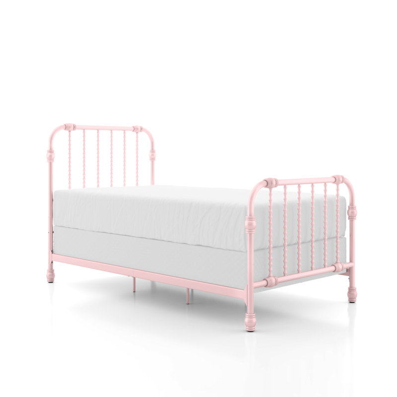 Wren Metal Spindle Panel Bed, Twin, Pink