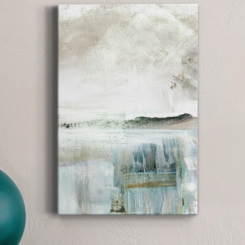 Summer Teal II - peinture sur toile tendue, H 60 po x l 40 po x P 1 po