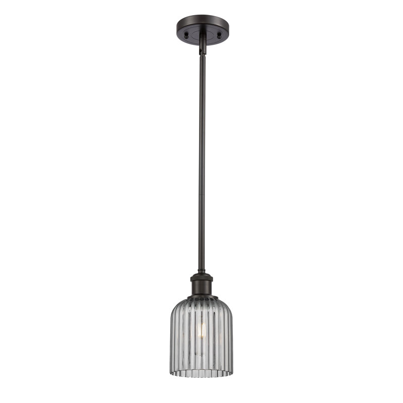 Luminaire suspendu 5 lumières Ballston Addeline, Bronze frotté à l'huile, Gris fumée clair