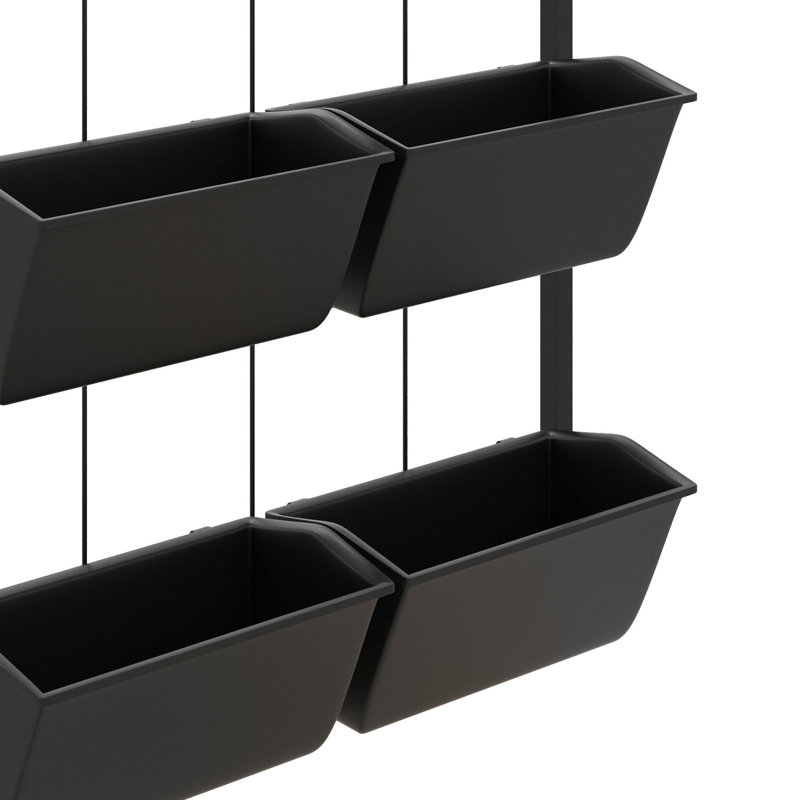 3 pots à fleurs muraux pour plantes, fleurs et herbes - 6 pots noirs pour plantes d'intérieur et d'extérieur