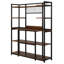 Grand support de boulanger de 55 po avec rehausse - étagère de rangement de cuisine industrielle à 5 niveaux avec crochets et support pour micro-ondes, organisateur d'armoire de cuisine rustique brun avec cadre en métal, support à garde-manger utilitaire