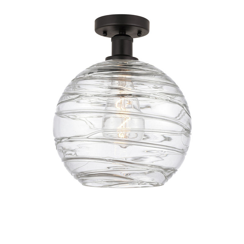 Glass Semi Flush Mount, 11.75" H x 10" W x 10" D, Oil Rubbed Bronze