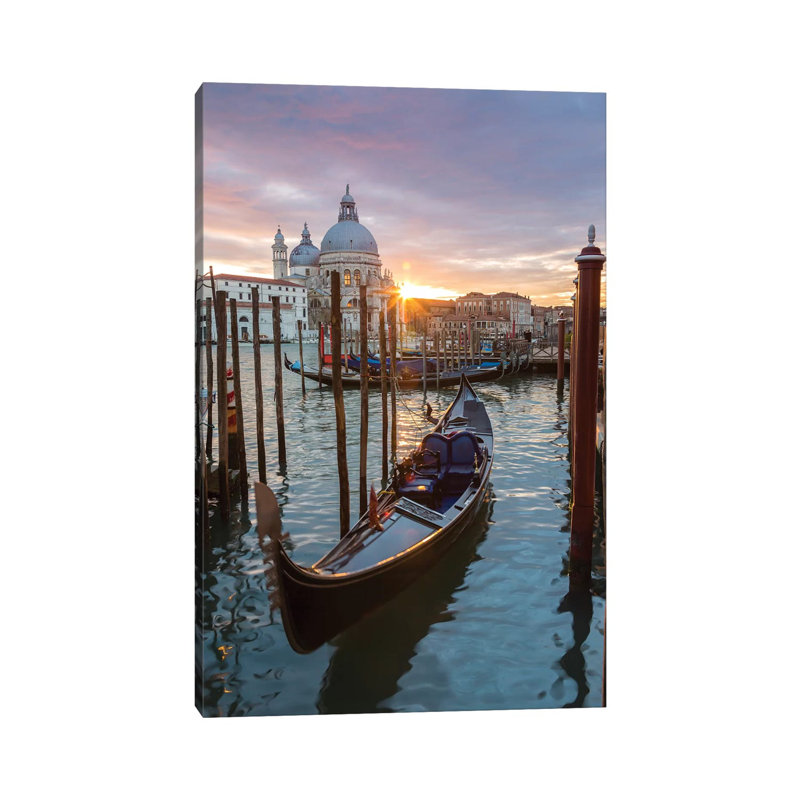Gondola At Sunset, Venice by Matteo Colombo - Wrapped Canvas Print, 30.48 cm H x 45.72 cm W